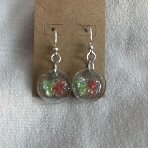 Elegant Silver and Multicolor Dangle Earrings